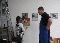 Kunsteducatie Nieuw en Meer | Frans Franciscus met cursiste in zijn atelier tijdens de cursus 'Meesterwerk 